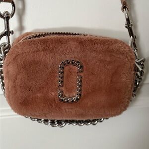 Marc Jacobs Snapshot Brown Faux Fur Crystal Crossbody Bag